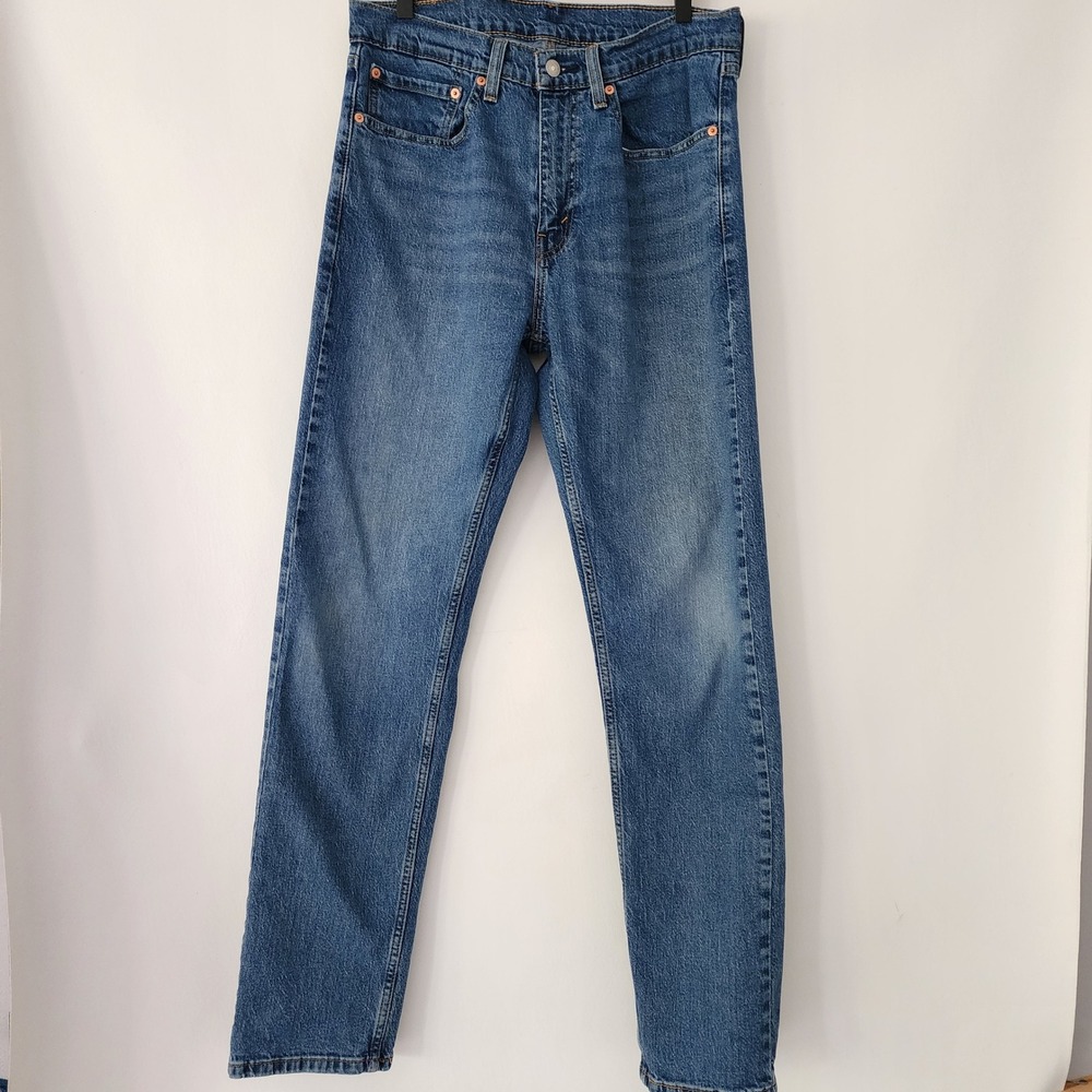 Levi Strauss 505 Mens Blue Denim Jeans 34x34 Straight Fit Casual